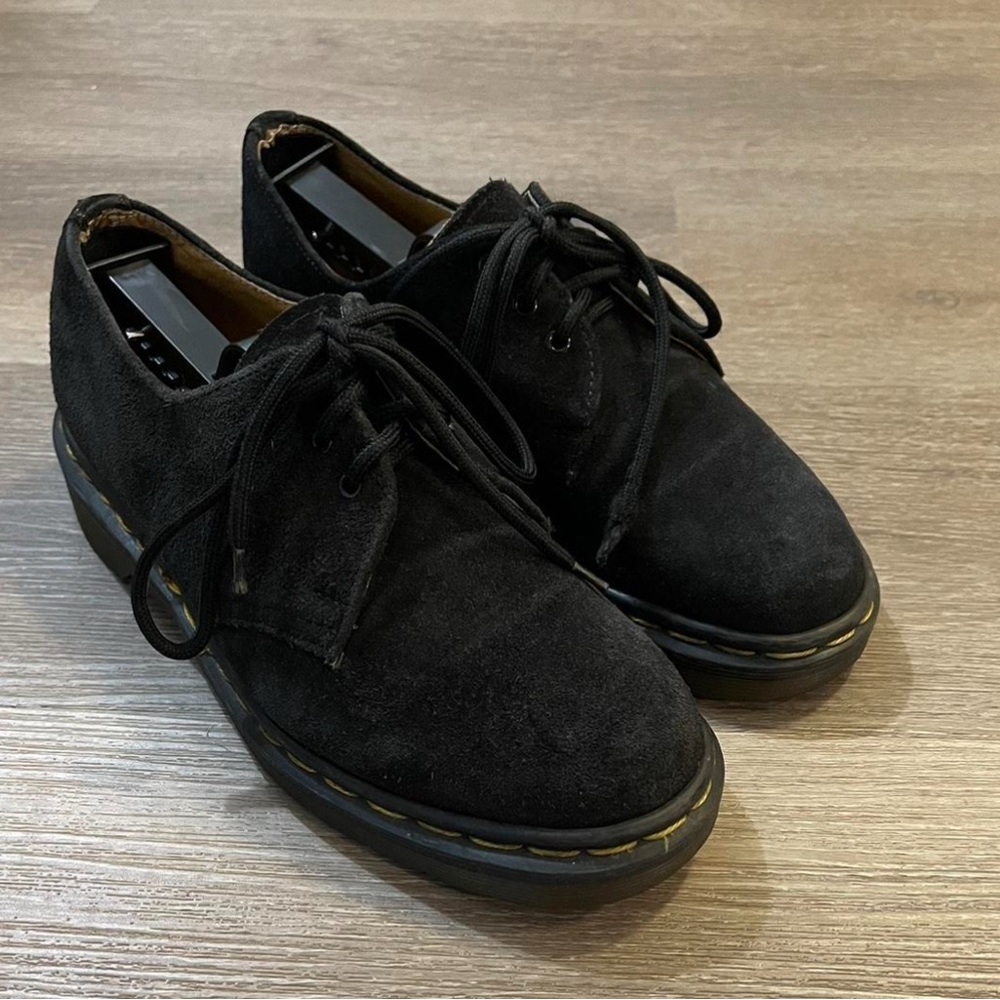 Vintage Dr. Martens 1461 Black Suede Lug Oxfords, Derby Shoes